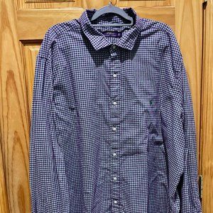 Polo by Ralph Lauren 4XLT Purple Green Check Print Cotton Pony